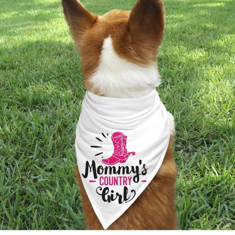 Mommys Country Girl White Custom Handmade Pet Bandana